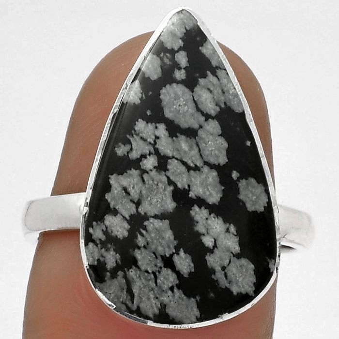 Natural Snow Flake Obsidian Ring size-8 SDR178009 R-1001, 13x21 mm