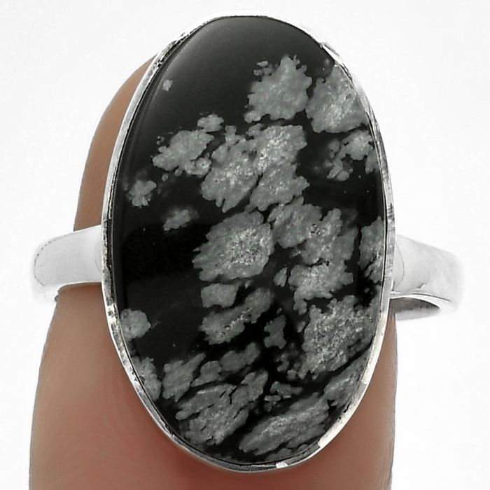 Natural Snow Flake Obsidian Ring size-8.5 SDR178026 R-1001, 13x21 mm