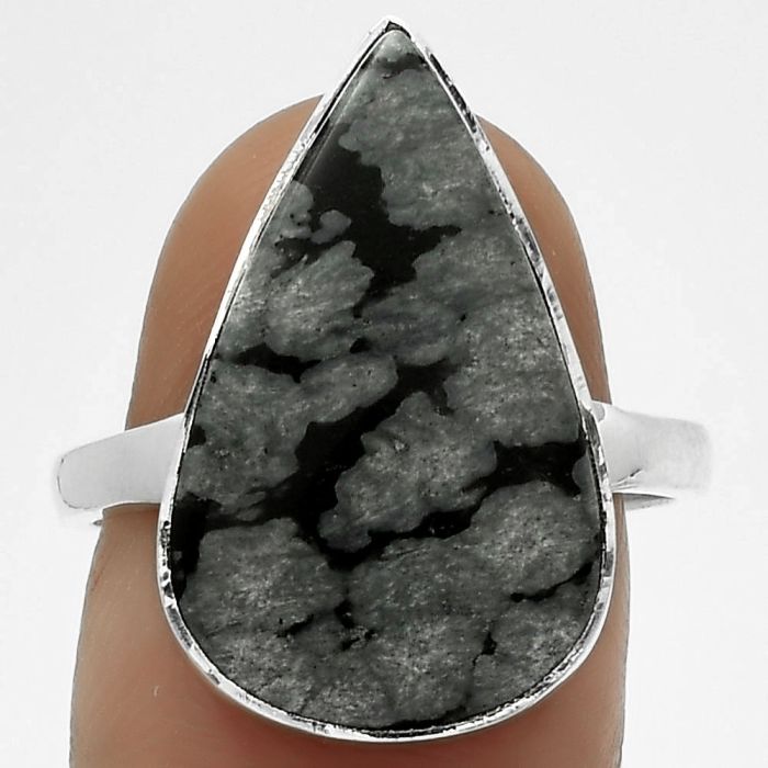 Natural Snow Flake Obsidian Ring size-8.5 SDR178039 R-1001, 13x21 mm