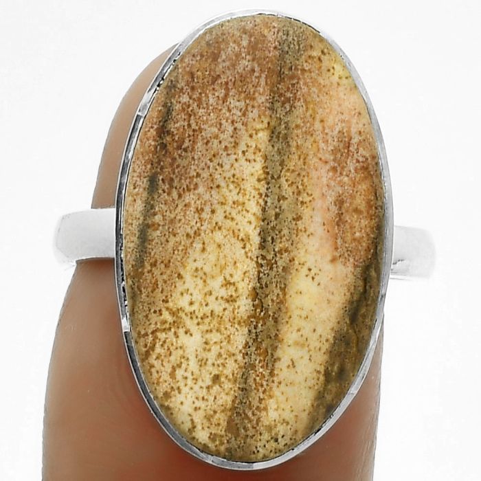 Natural Picture Jasper Ring size-7.5 SDR178079 R-1001, 13x22 mm