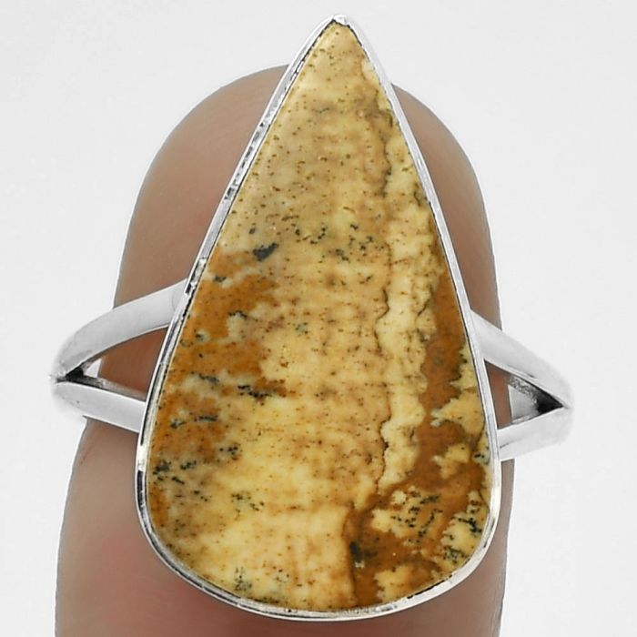 Natural Picture Jasper Ring size-8 SDR178086 R-1002, 13x22 mm