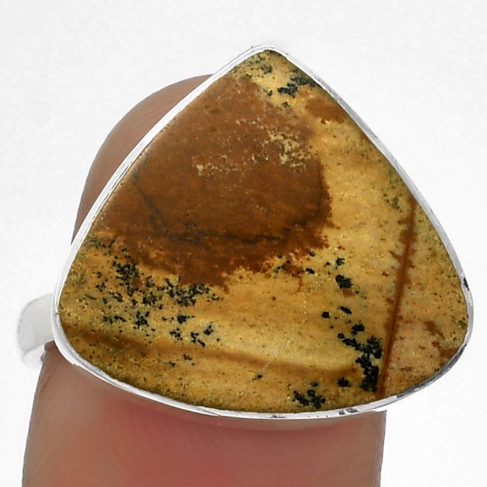 Natural Picture Jasper Ring size-9 SDR178094 R-1001, 17x19 mm