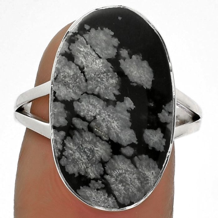 Natural Snow Flake Obsidian Ring size-8 SDR178097 R-1002, 12x21 mm