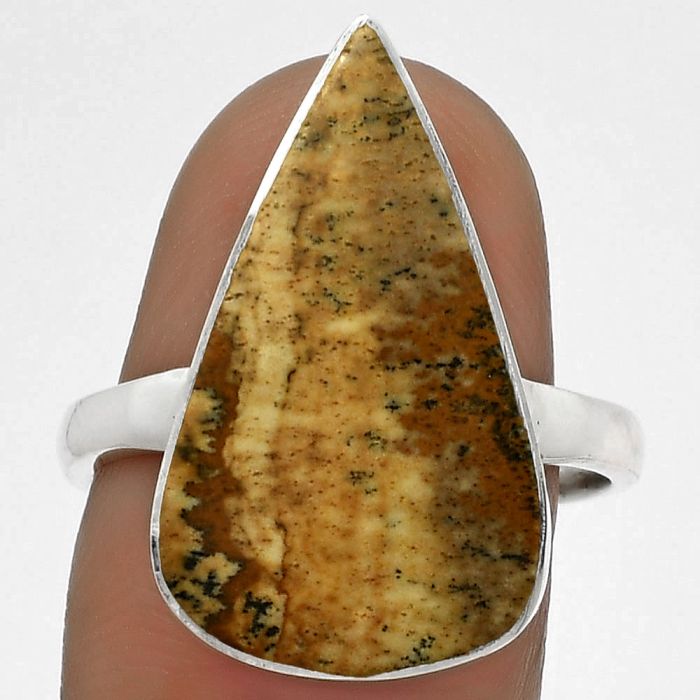 Natural Picture Jasper Ring size-8.5 SDR178103 R-1001, 13x22 mm