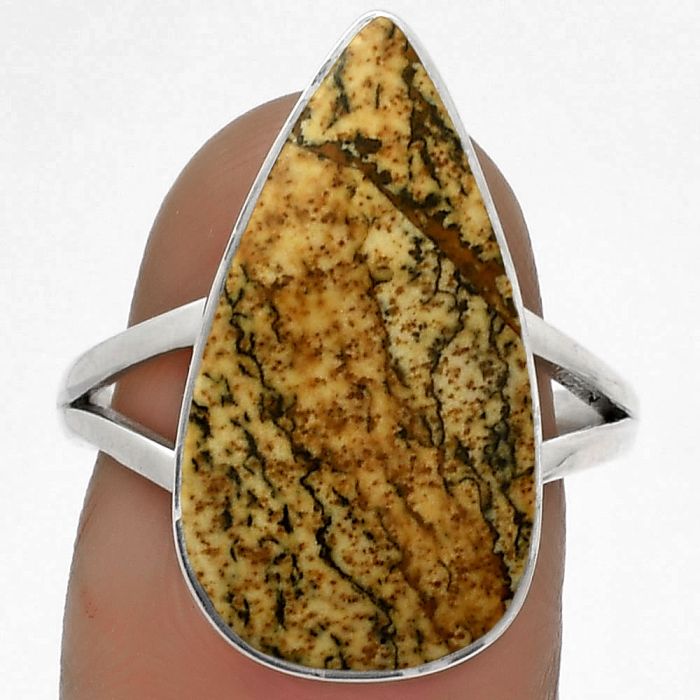 Natural Picture Jasper Ring size-8 SDR178111 R-1002, 12x22 mm