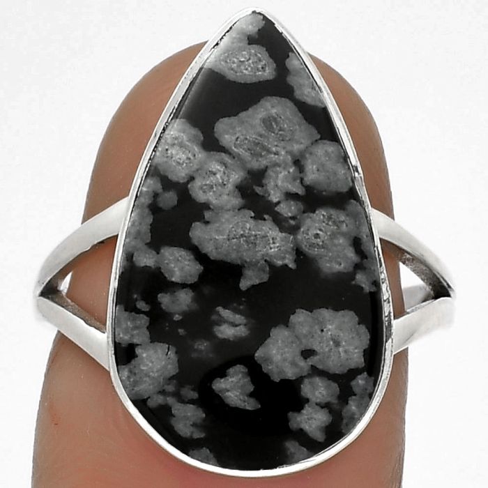 Natural Snow Flake Obsidian Ring size-7 SDR178117 R-1002, 12x21 mm