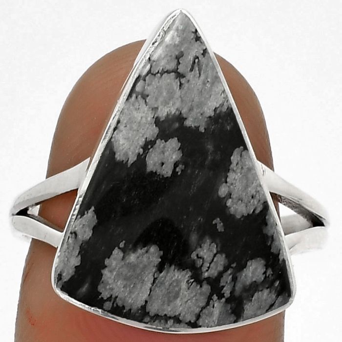 Natural Snow Flake Obsidian Ring size-8.5 SDR178119 R-1002, 15x20 mm