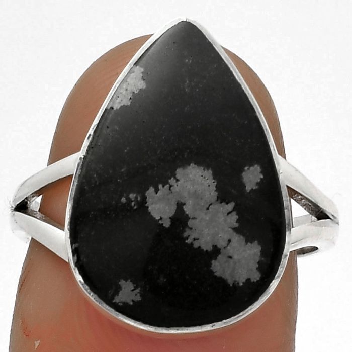 Natural Snow Flake Obsidian Ring size-7.5 SDR178131 R-1002, 13x18 mm