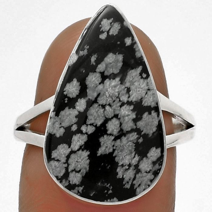 Natural Snow Flake Obsidian Ring size-8 SDR178139 R-1002, 12x21 mm