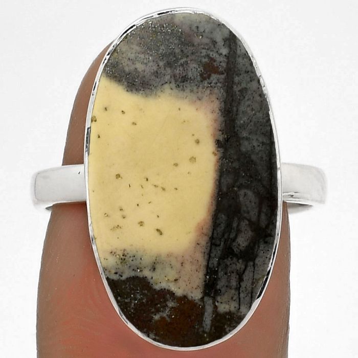 Natural Porcelain Jasper Ring size-8.5 SDR178209 R-1001, 12x22 mm