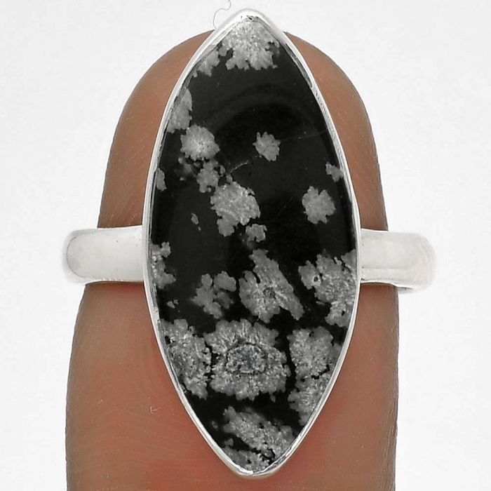 Natural Snow Flake Obsidian Ring size-7 SDR178210 R-1001, 10x22 mm