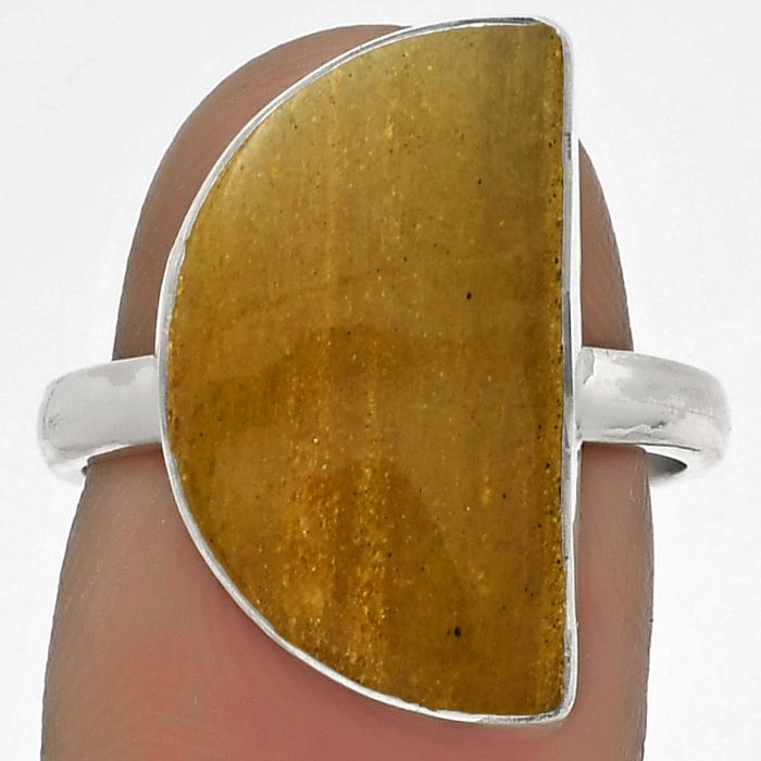 Natural Honey Aragonite Ring size-7.5 SDR178222 R-1001, 11x19 mm