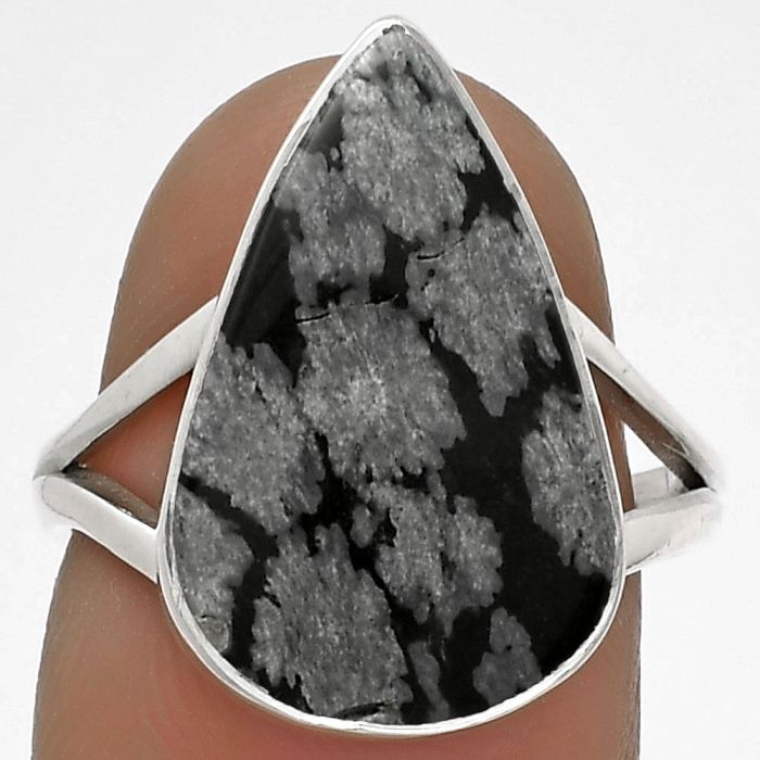 Natural Snow Flake Obsidian Ring size-7 SDR178233 R-1002, 12x19 mm