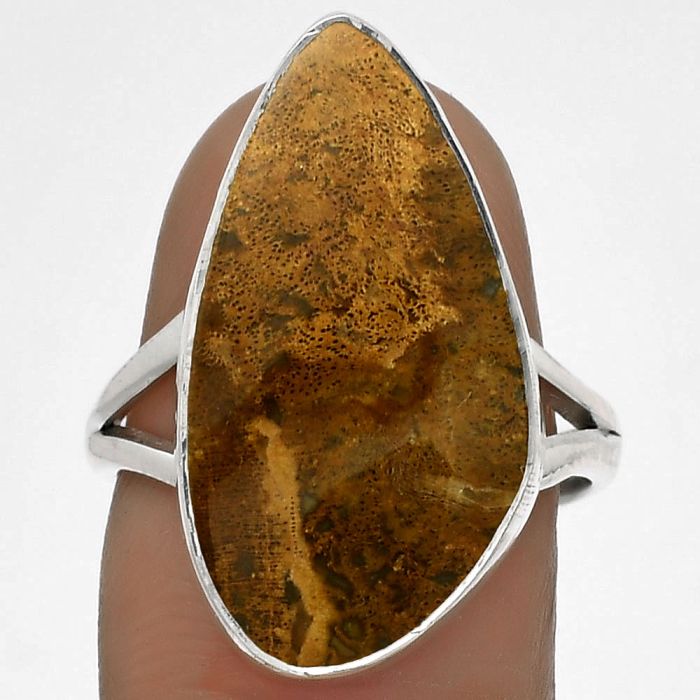 Natural Picture Jasper Ring size-7.5 SDR178244 R-1002, 12x23 mm