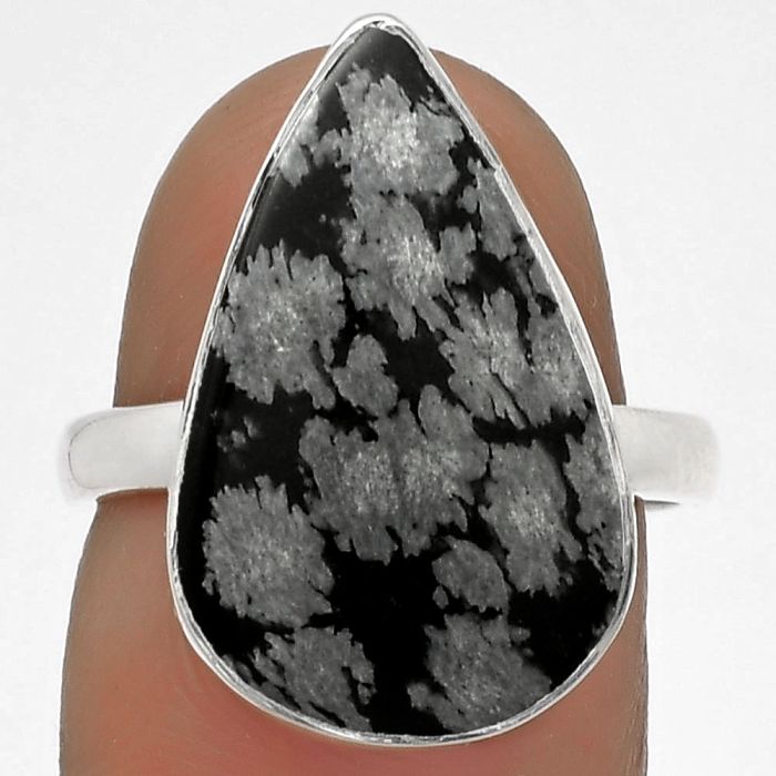 Natural Snow Flake Obsidian Ring size-7 SDR178250 R-1001, 13x20 mm