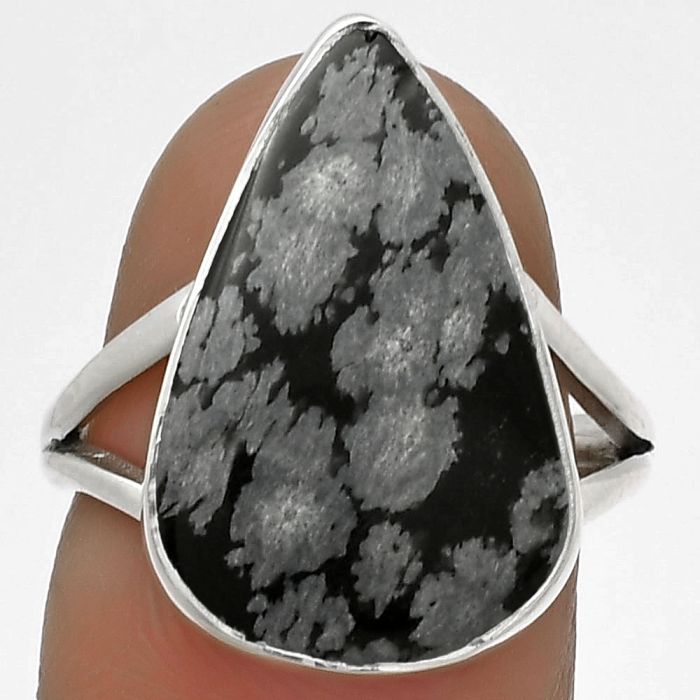 Natural Snow Flake Obsidian Ring size-7 SDR178254 R-1002, 13x20 mm