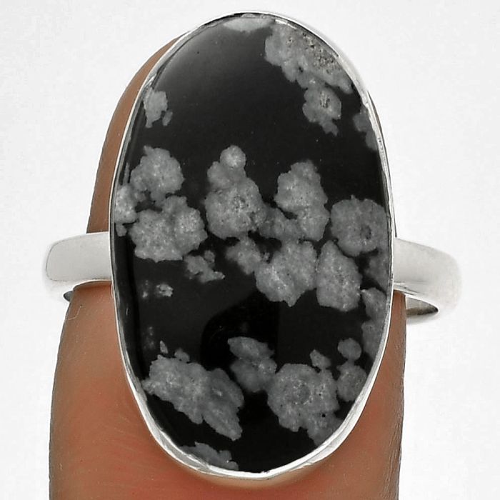 Natural Snow Flake Obsidian Ring size-8.5 SDR178286 R-1001, 13x21 mm