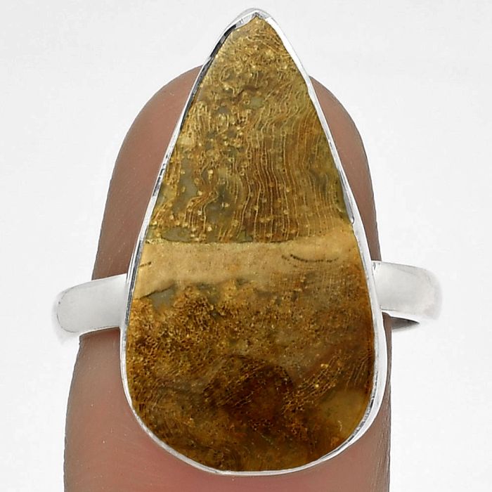 Natural Red Moss Agate Ring size-8 SDR178297 R-1001, 13x23 mm