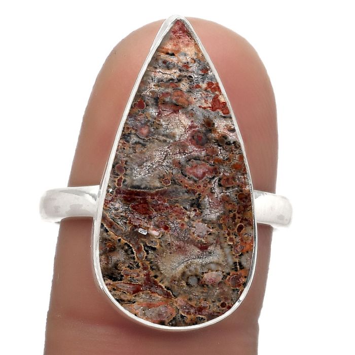 Natural Leopard Skin Jasper Ring size-7.5 SDR178357 R-1001, 12x23 mm