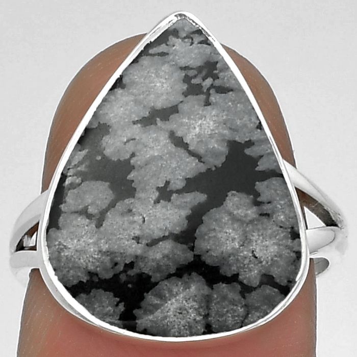 Natural Snow Flake Obsidian Ring size-7 SDR178442 R-1002, 14x18 mm