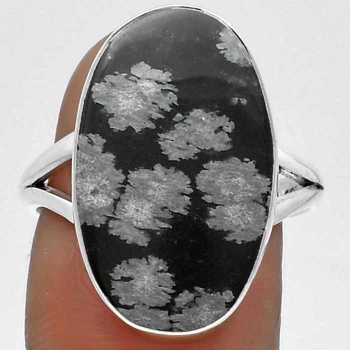 Natural Snow Flake Obsidian Ring size-8.5 SDR178463 R-1002, 13x21 mm