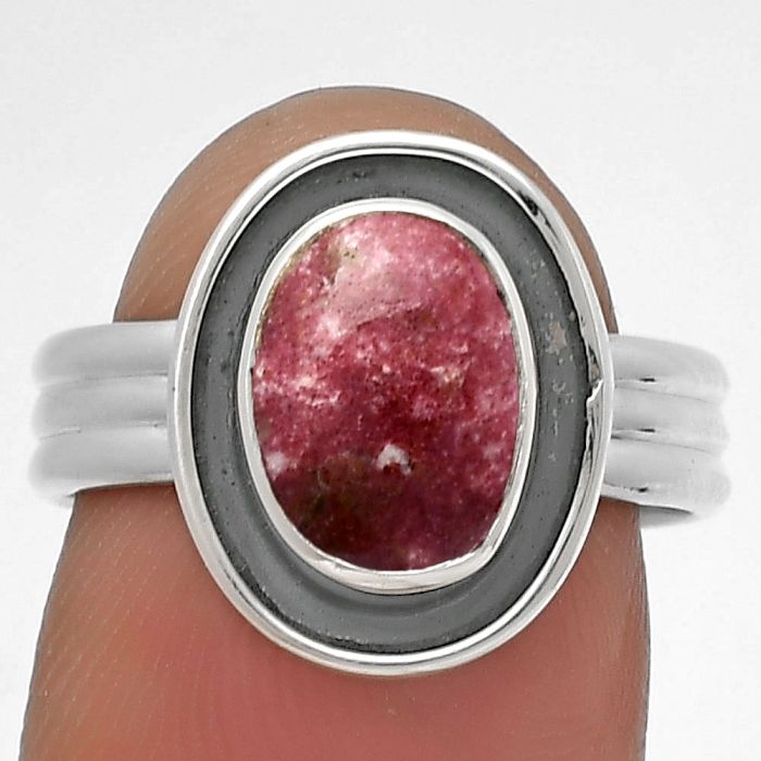 Natural Pink Thulite - Norway Ring size-7 SDR178776 R-1468, 7x10 mm