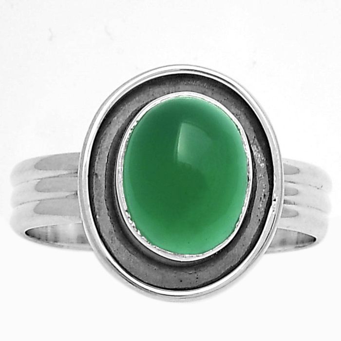 Natural Green Onyx Ring size-9 SDR178794 R-1468, 8x10 mm