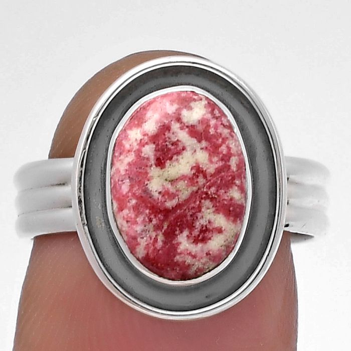 Natural Pink Thulite - Norway Ring size-7 SDR178801 R-1468, 8x11 mm