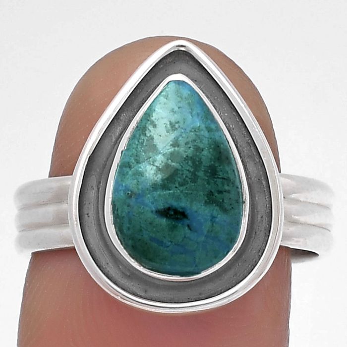 Natural Azurite Chrysocolla Ring size-8 SDR178804 R-1468, 8x12 mm