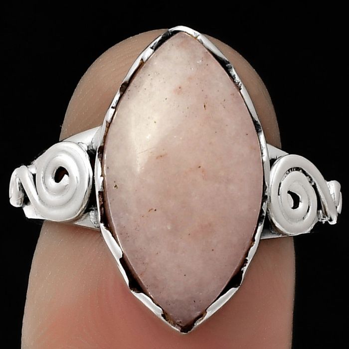 Natural Pink Scolecite Ring size-7 SDR178848 R-1315, 10x18 mm