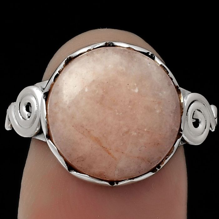 Natural Pink Scolecite Ring size-7 SDR178849 R-1315, 13x13 mm