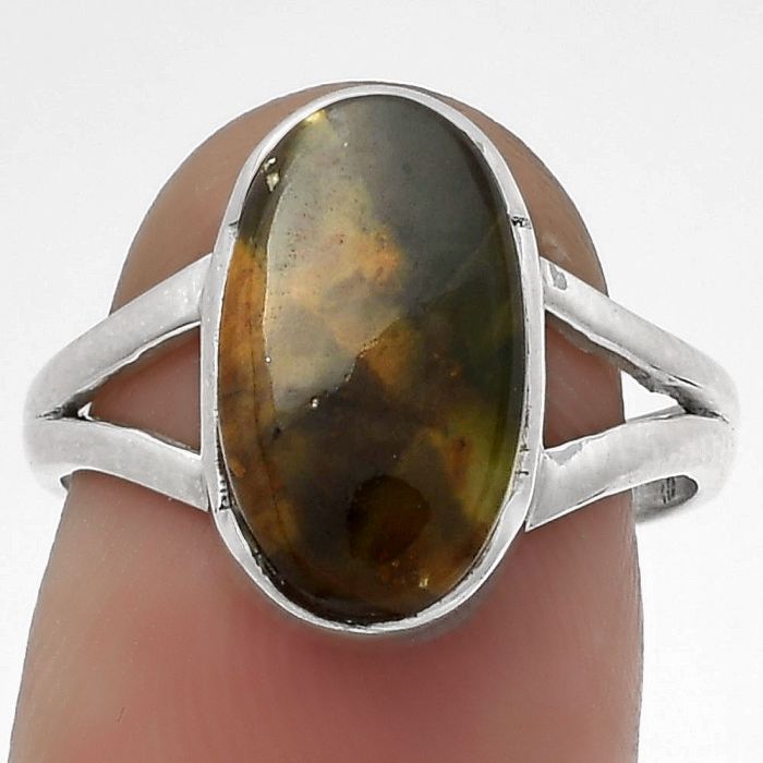 Natural Chrome Chalcedony Ring size-7.5 SDR178914 R-1438, 8x14 mm