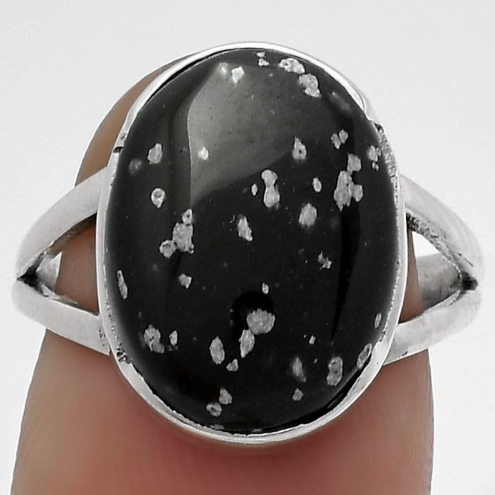 Natural Snow Flake Obsidian Ring size-7 SDR178954 R-1438, 12x16 mm