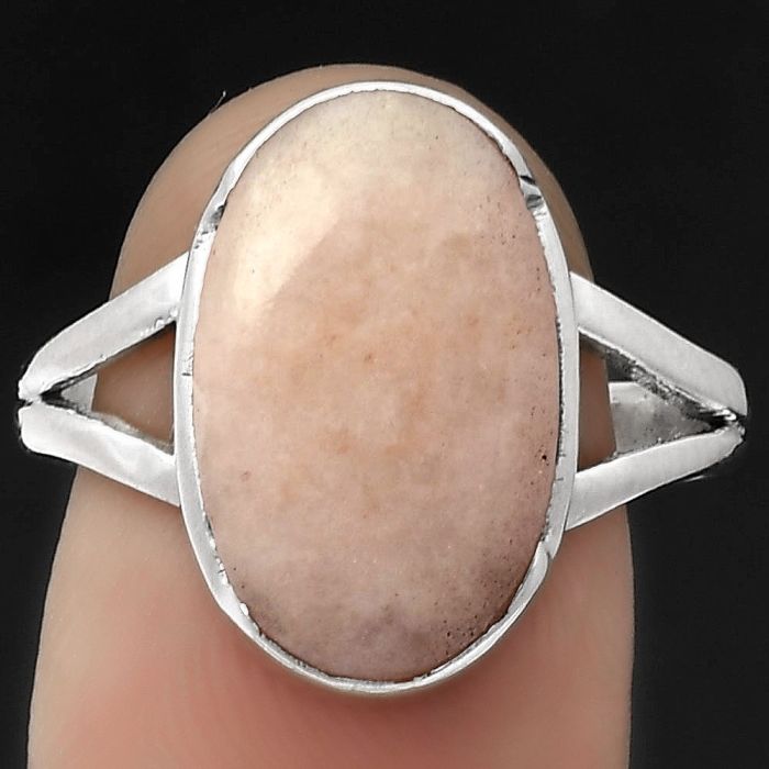 Natural Pink Scolecite Ring size-9 SDR178955 R-1438, 10x16 mm