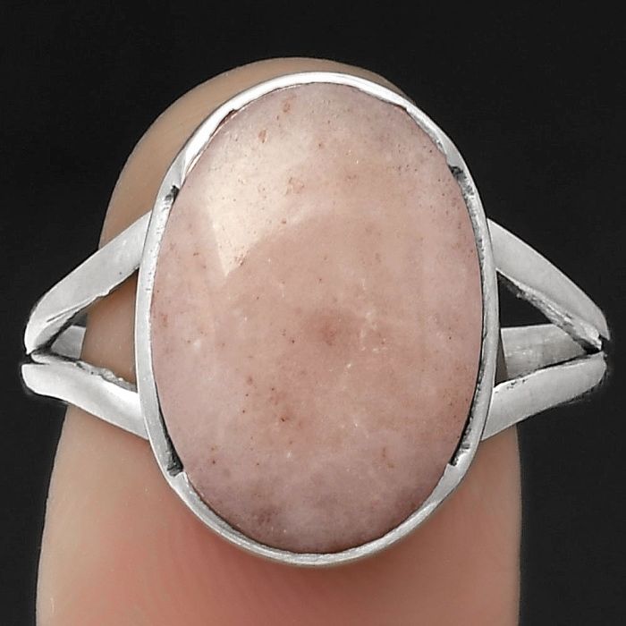 Natural Pink Scolecite Ring size-9.5 SDR178957 R-1438, 12x16 mm