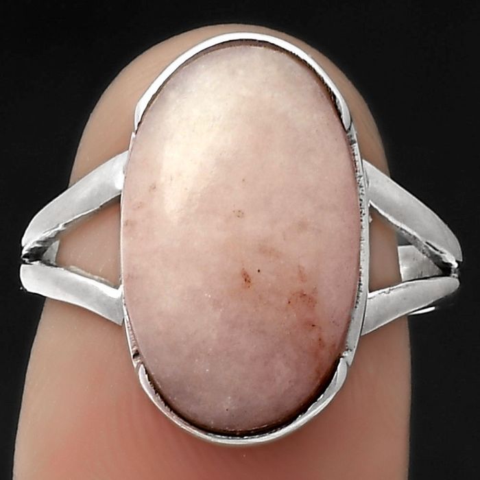 Natural Pink Scolecite Ring size-7 SDR178958 R-1438, 10x17 mm