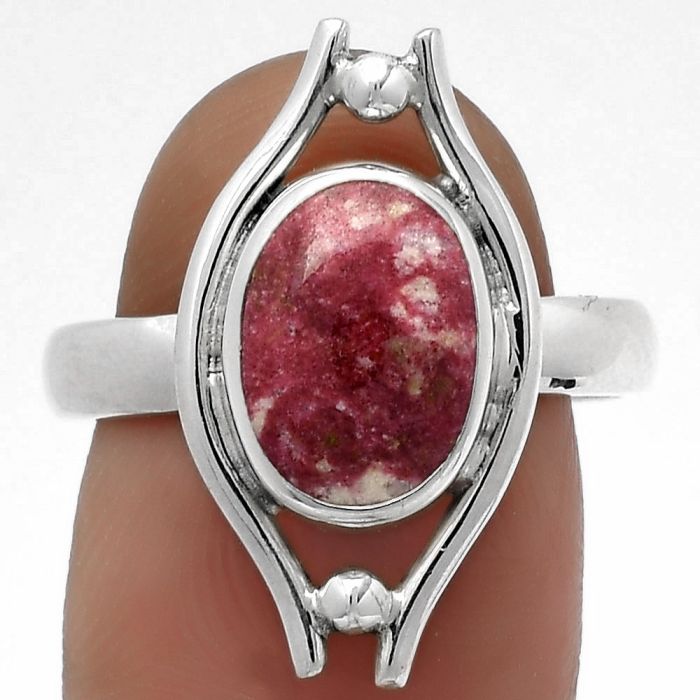 Natural Pink Thulite - Norway Ring size-8 SDR179088 R-1663, 8x12 mm