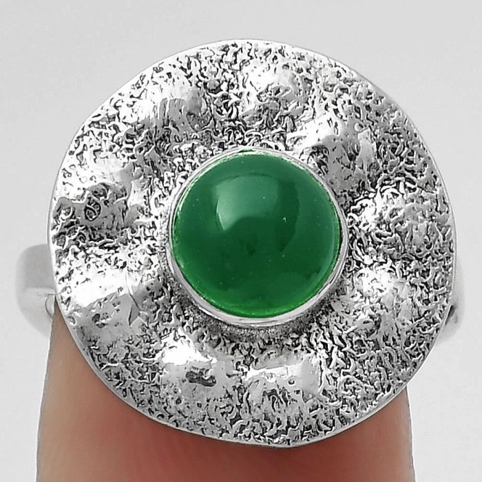 Natural Green Onyx Ring size-8 SDR179108 R-1531, 7x7 mm