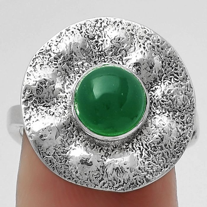 Natural Green Onyx Ring size-9 SDR179117 R-1531, 7x7 mm