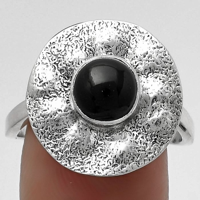 Natural Black Onyx - Brazil Ring size-9.5 SDR179119 R-1531, 7x7 mm