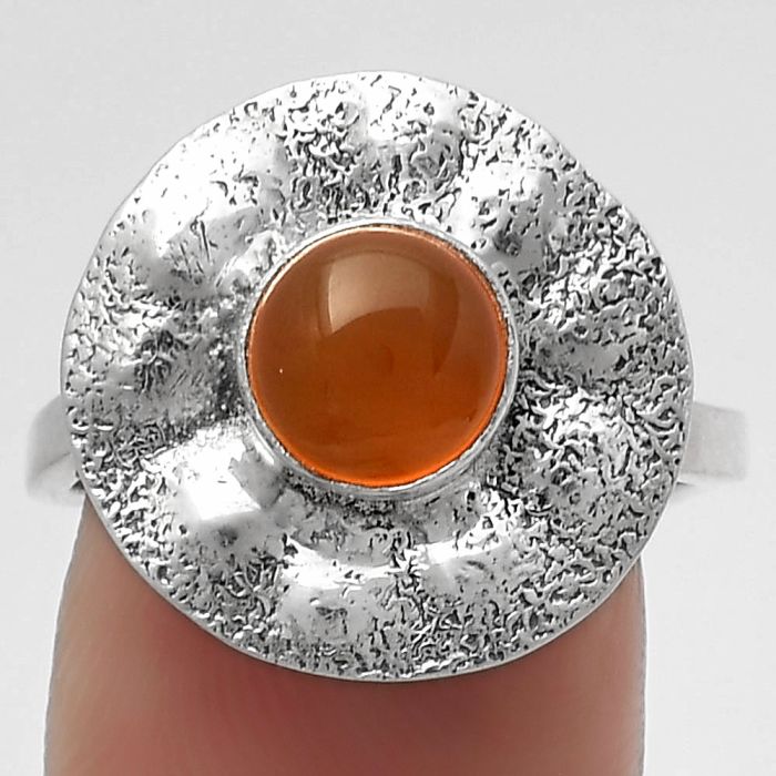 Natural Carnelian Ring size-8 SDR179130 R-1531, 7x7 mm