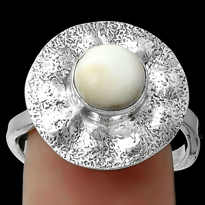 Natural White Opal Ring size-9.5 SDR179144 R-1531, 8x8 mm