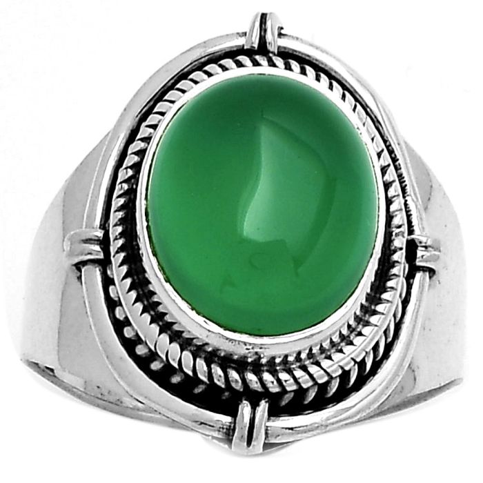 Natural Green Onyx Ring size-8 SDR179363 R-1539, 10x12 mm