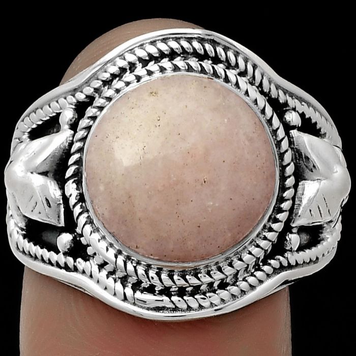 Natural Pink Scolecite Ring size-9 SDR179462 R-1312, 12x12 mm