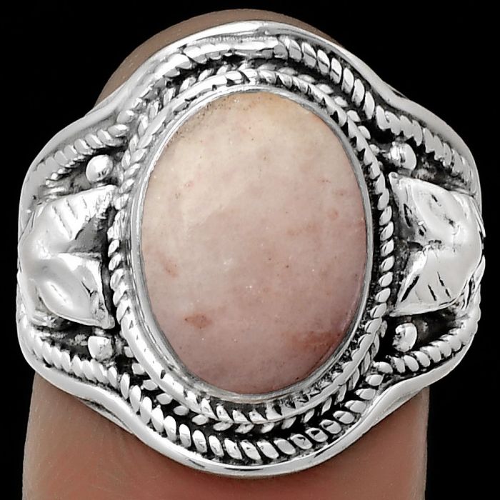 Natural Pink Scolecite Ring size-8 SDR179463 R-1312, 9x12 mm