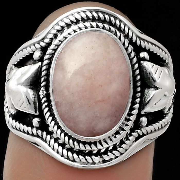 Natural Pink Scolecite Ring size-7.5 SDR179464 R-1312, 9x12 mm