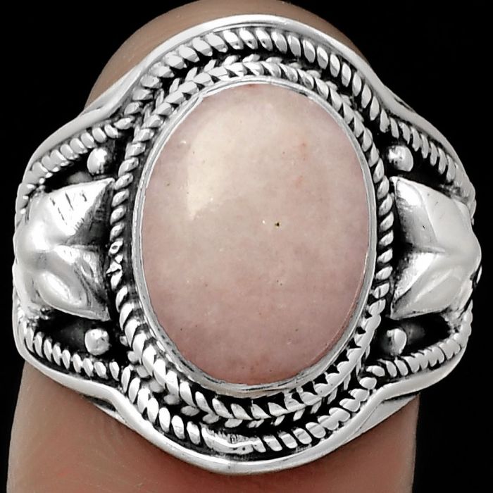 Natural Pink Scolecite Ring size-7.5 SDR179465 R-1312, 9x12 mm