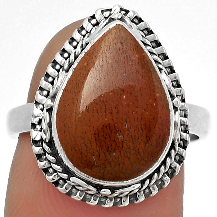 Natural Red Moss Agate Ring size-7.5 SDR179481 R-1279, 11x15 mm