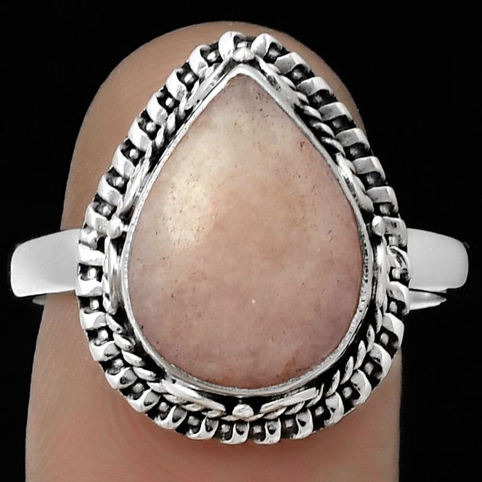 Natural Pink Scolecite Ring size-9 SDR179521 R-1279, 10x14 mm