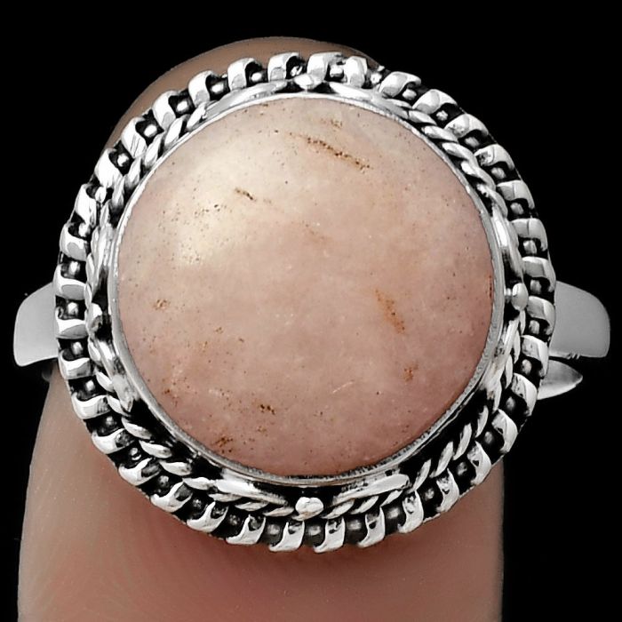 Natural Pink Scolecite Ring size-9 SDR179524 R-1279, 13x13 mm